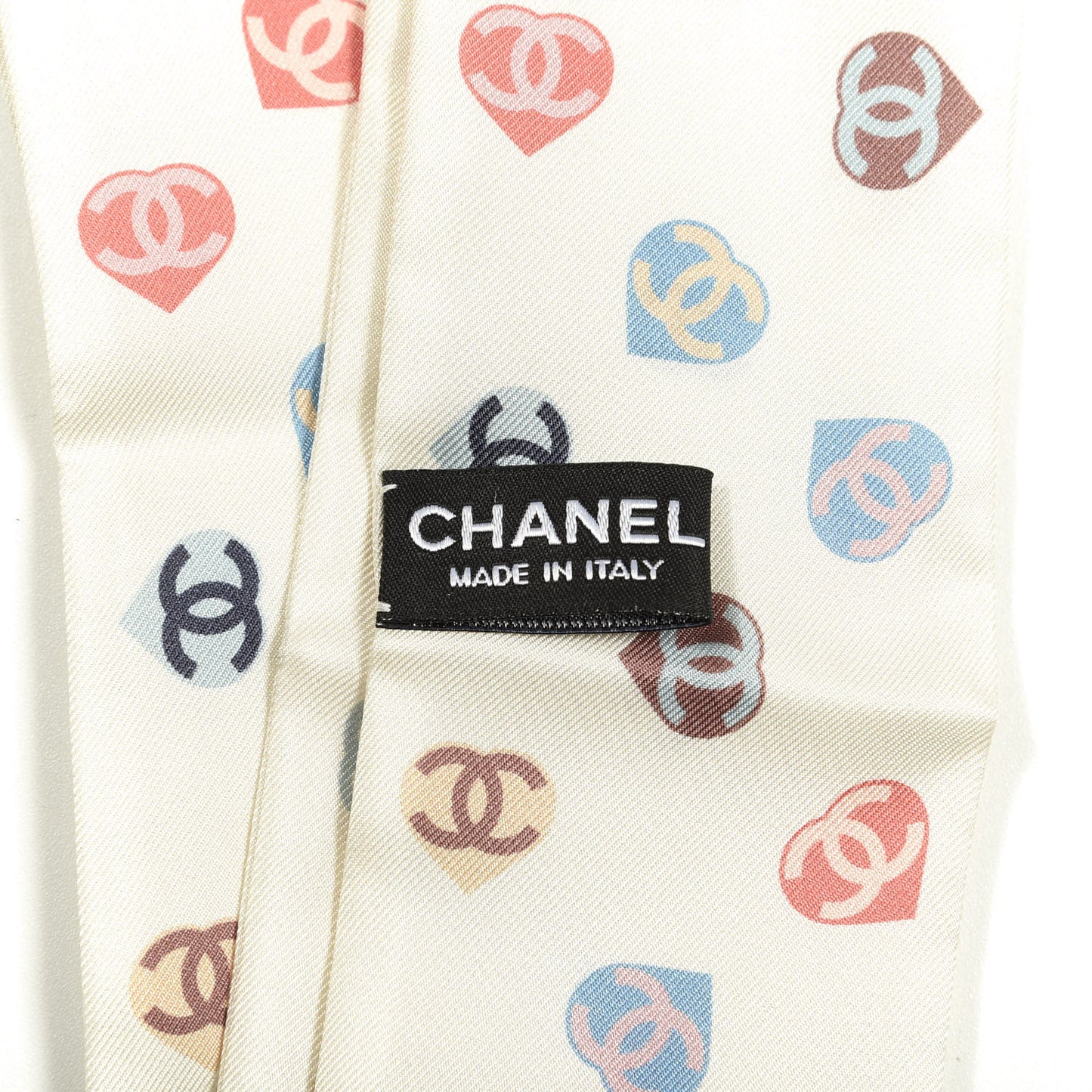 Silk Heart CC Slim Bandeau Scarf Ivory