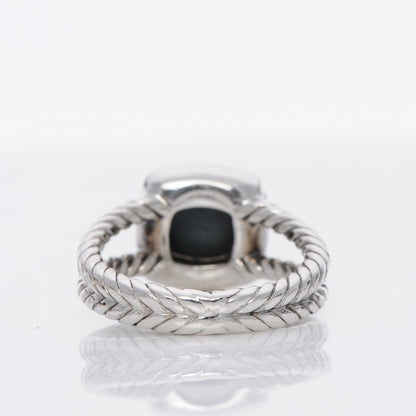 David Yurman Sterling Silver Diamond Black Orchid 7mm Petite Albion Ring 54 6.75 3 of 4