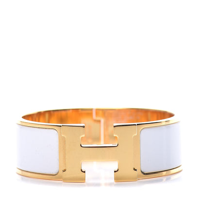 Hermes Enamel Wide Clic Clac H Bracelet PM White 1 of 8