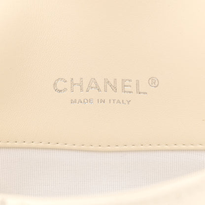 Chanel Printed Lambskin Logo CC Envelope Clutch With Chain White 6 of 12