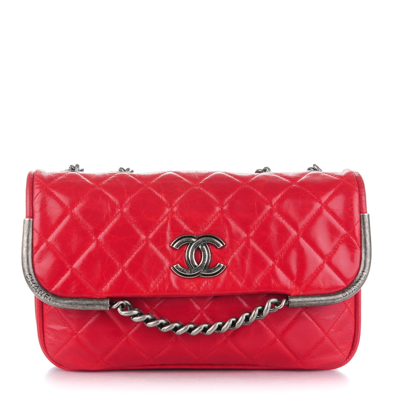 Chanel Glazed Calfskin Quilted Flap Red 1 of 7