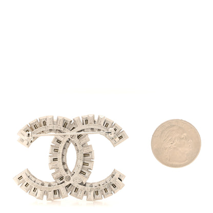 Chanel Baguette Crystal CC Brooch Silver Black 2 of 4