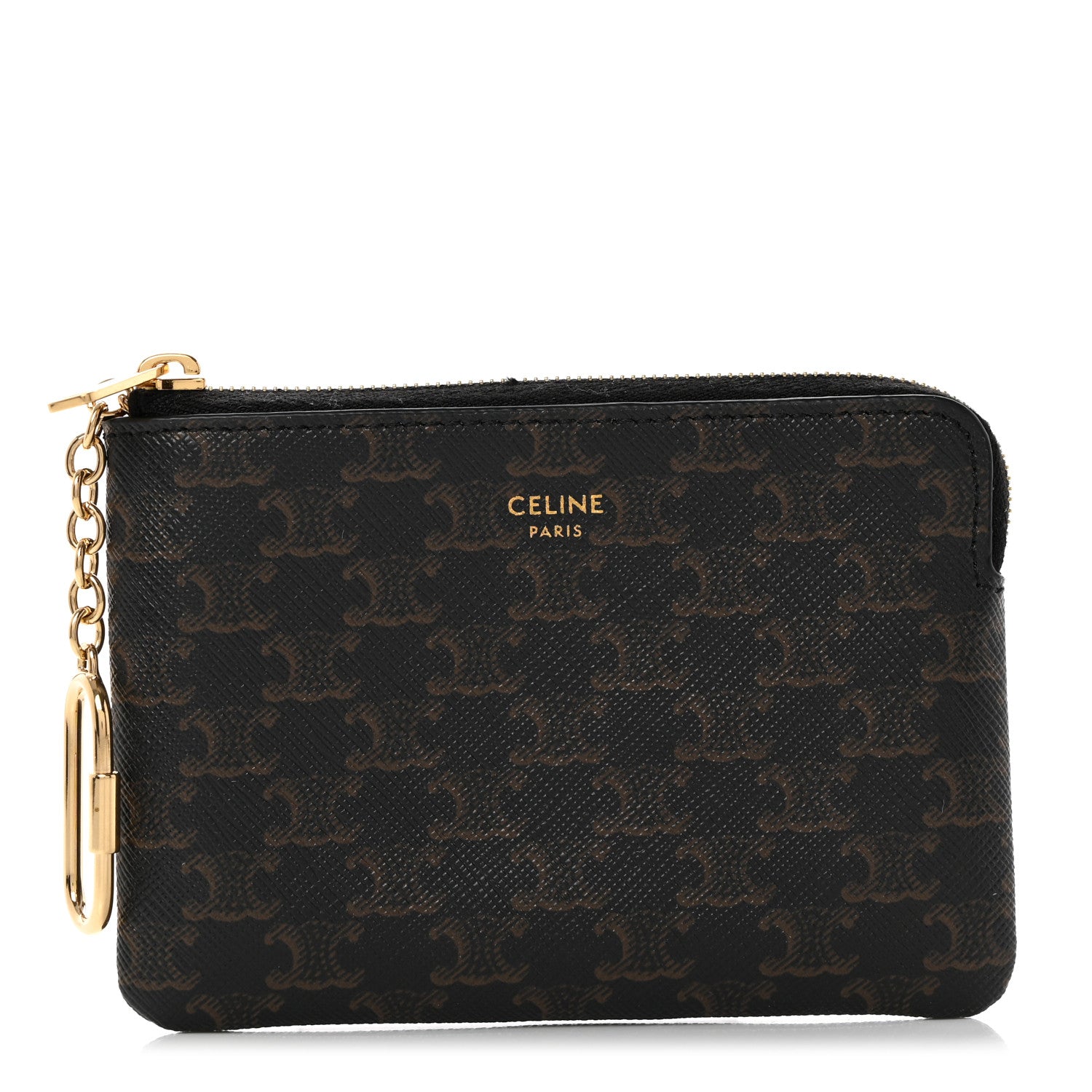 Celine Triomphe Canvas Zipped Coin Purse Black 1 of 6