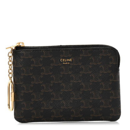 Celine Triomphe Canvas Zipped Coin Purse Black 1 of 6
