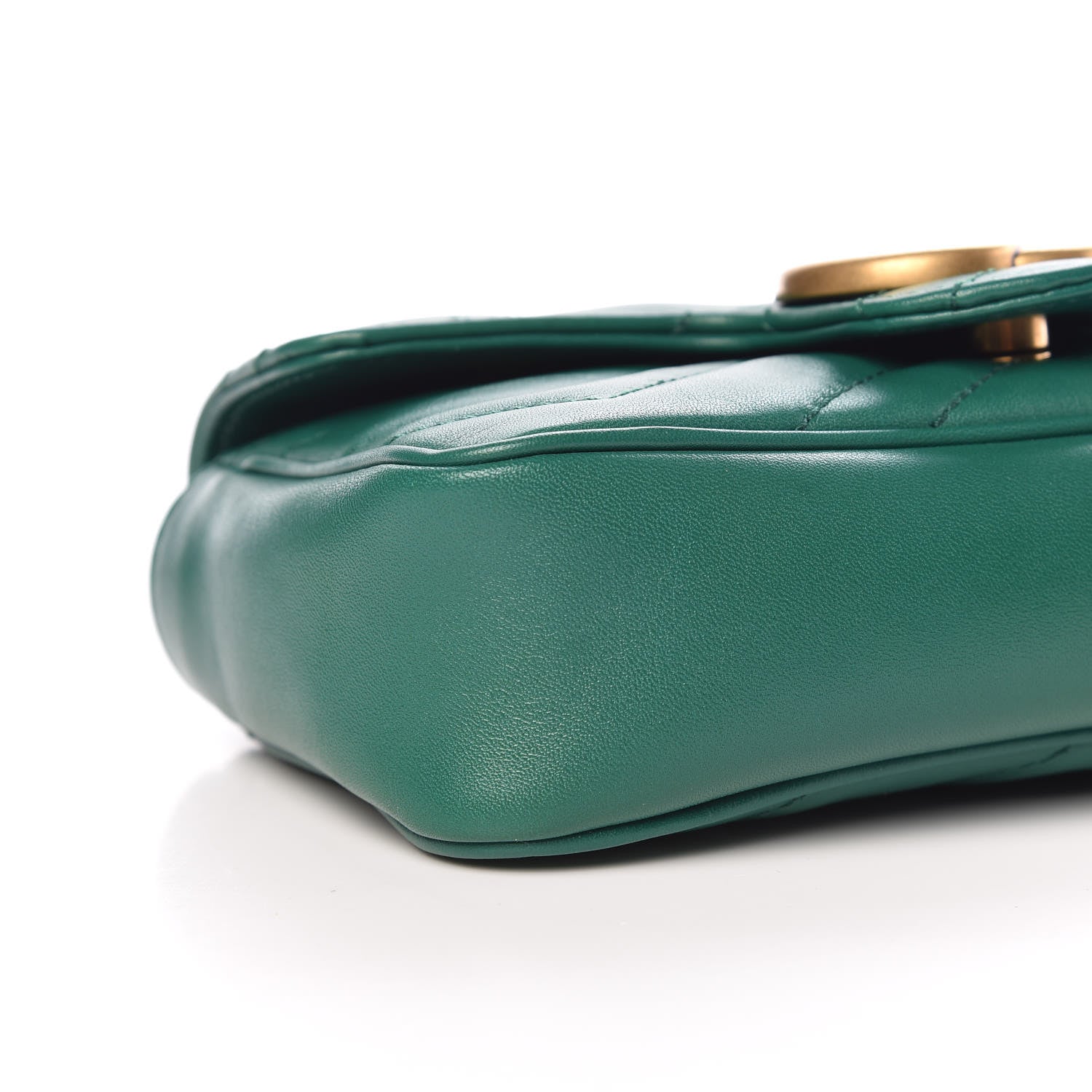 Gucci Calfskin Matelasse Super Mini GG Marmont Shoulder Bag Emerald Green 8 of 12