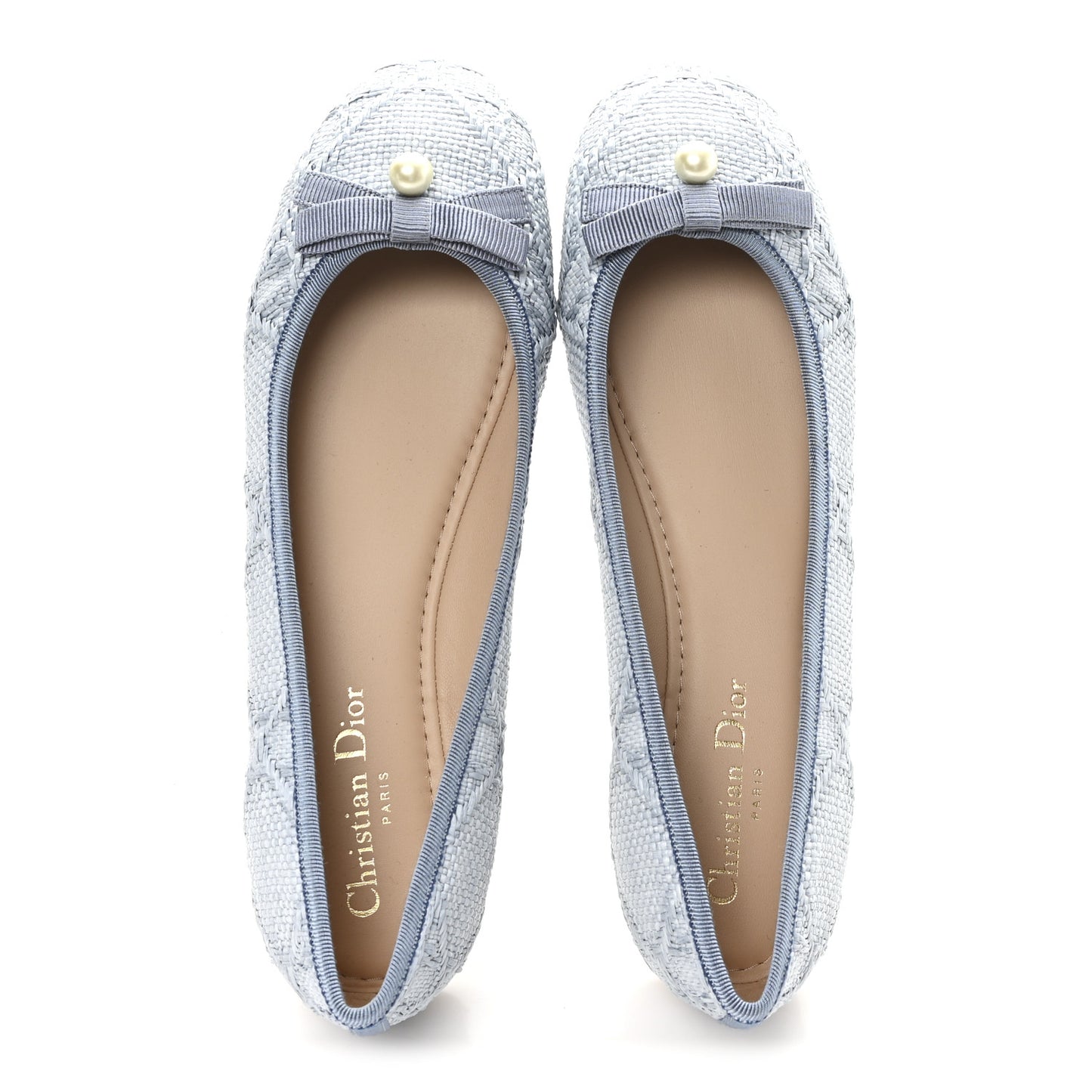 Raffia Cannage Ballet Flat 39.5 Bleu Pastel