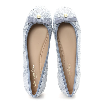 Christian Dior Raffia Cannage Ballet Flat 39.5 Bleu Pastel 2 of 9