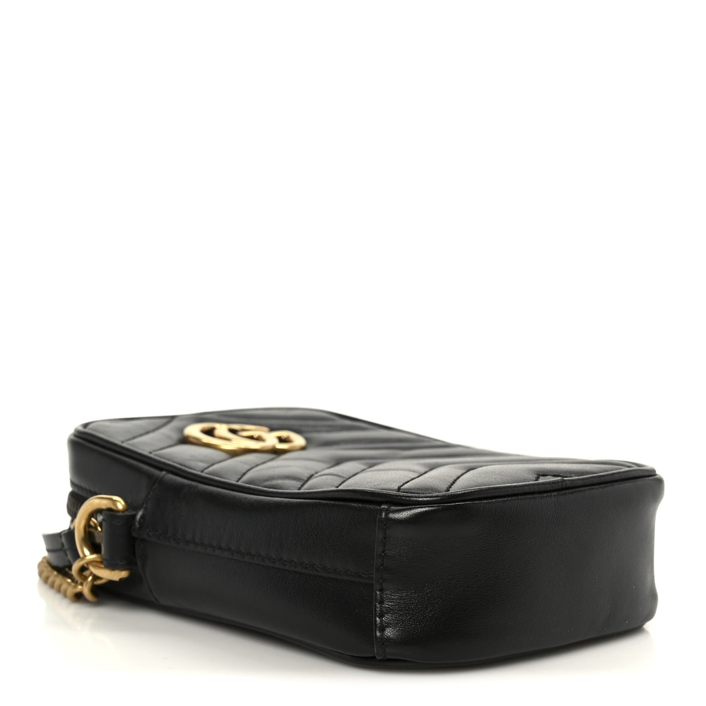 Calfskin Matelasse Mini GG Marmont Crossbody Bag Black
