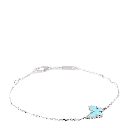 Van Cleef & Arpels 18K White Gold Turquoise Sweet Alhambra Butterfly Bracelet 1 of 7