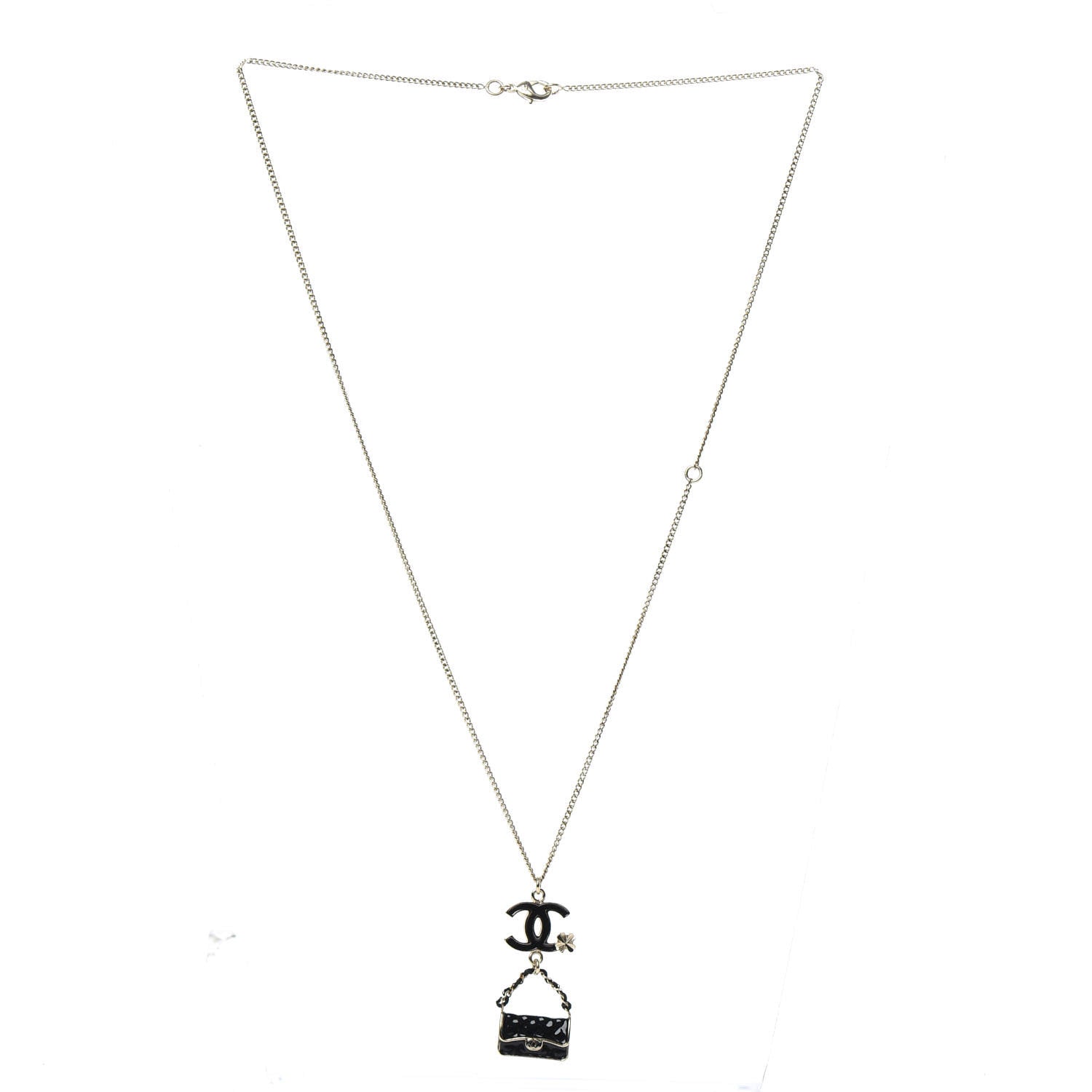 Chanel Enamel Charming Chic Classic Flap CC Charm Necklace Black 3 of 5