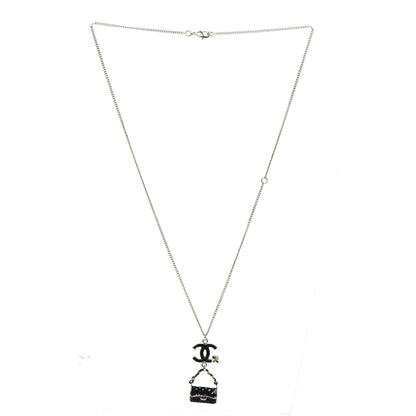 Chanel Enamel Charming Chic Classic Flap CC Charm Necklace Black 3 of 5