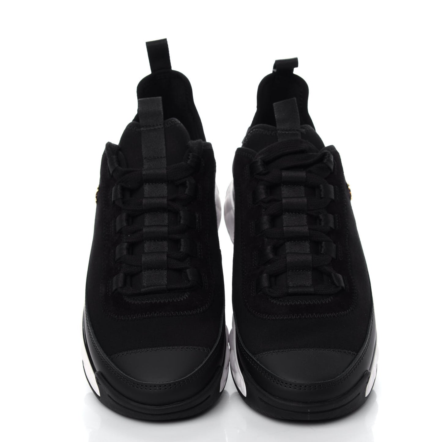Velvet Calfskin Mixed Fibers CC Sneakers 38 Black