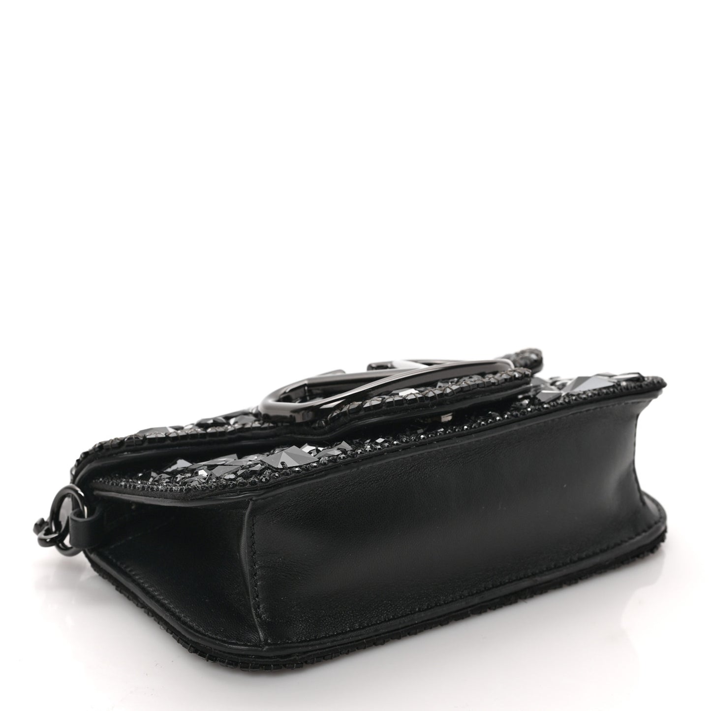 Crystal Nappa Monochrome Vlogo Small Loco Shoulder Bag Black