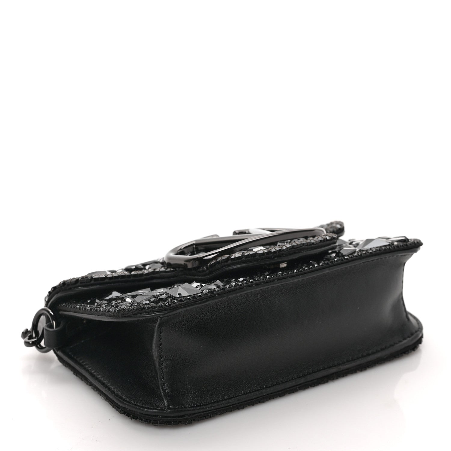 Valentino Garavani Crystal Nappa Monochrome Vlogo Small Loco Shoulder Bag Black 4 of 8