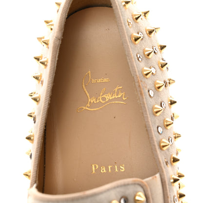 Christian Louboutin Veau Velours Spikes Womens Roller Boat Flat 44 Gold 8 of 22