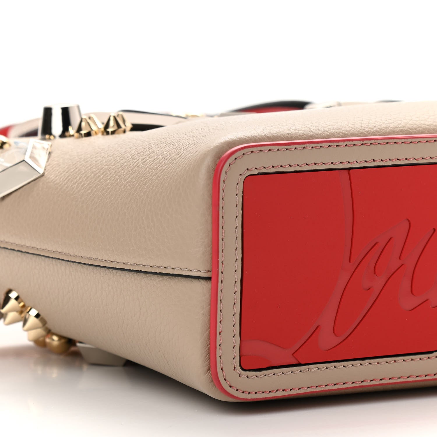 Christian Louboutin Calfskin Empire Spike Studded Mini East West Cabata Tote Feve 8 of 10