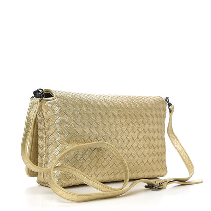 Bottega Veneta Metallic Goatskin Intrecciato Clutch Crossbody Gold 2 of 7
