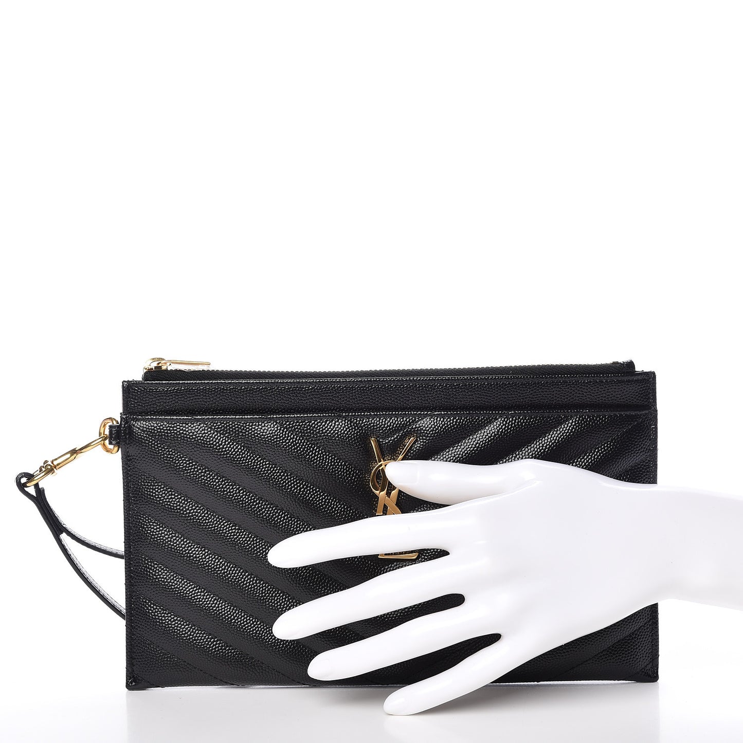 Grain De Poudre Chevron Monogram Bill Pouch Black