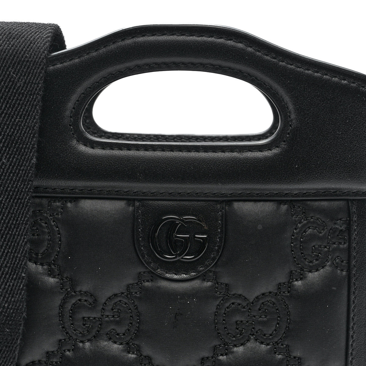 Gucci Nylon Calfskin Enamel GG Matelasse Mini Top Slip Handle Crossbody Bag Black 7 of 9