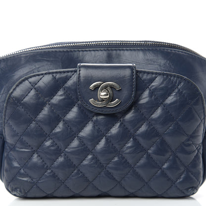 Chanel Crumpled Calfskin Quilted Casual Rock Waist Bag Fanny Pack Blue 9 of 9