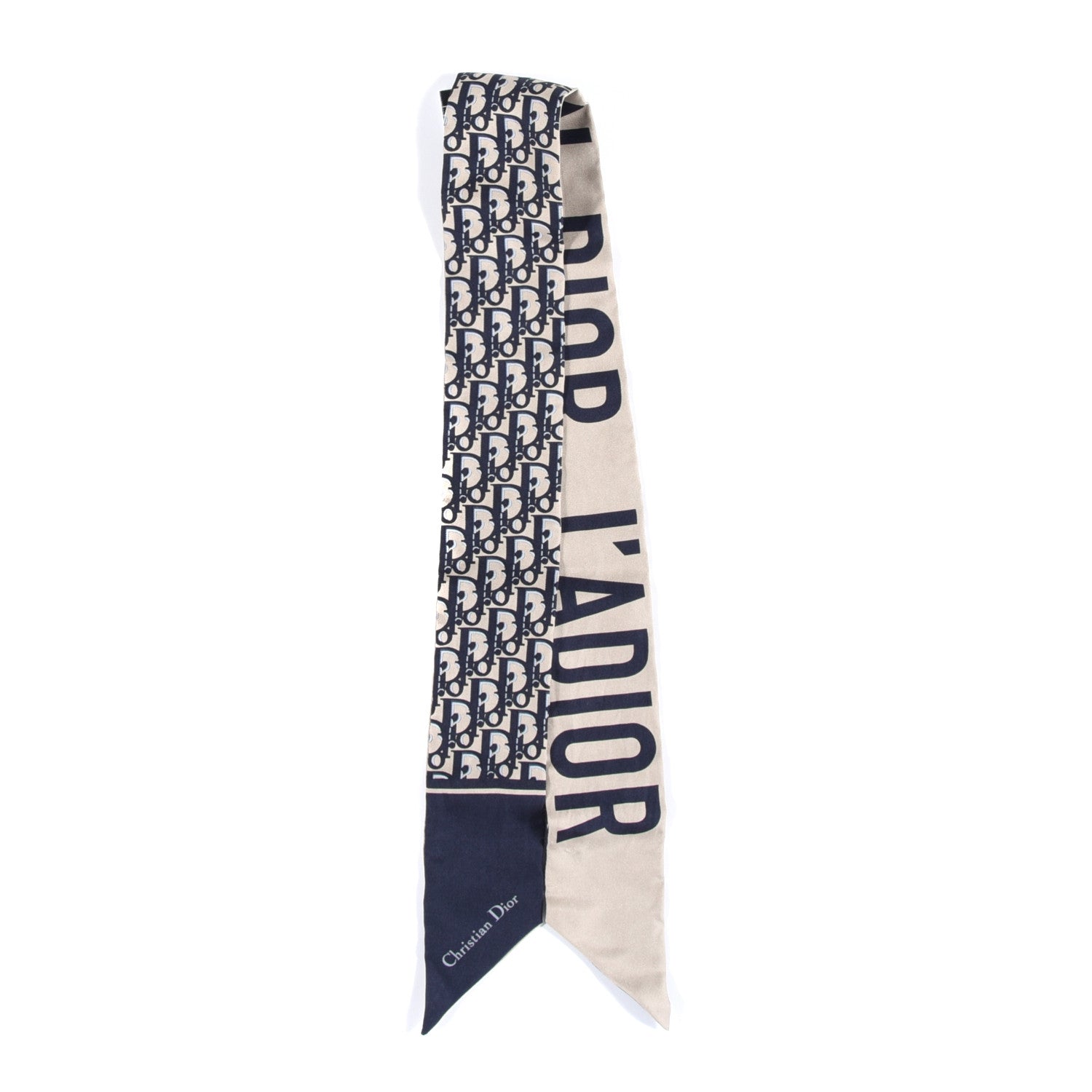 Christian Dior Silk Oblique Mitzah Scarf Blue 2 of 3