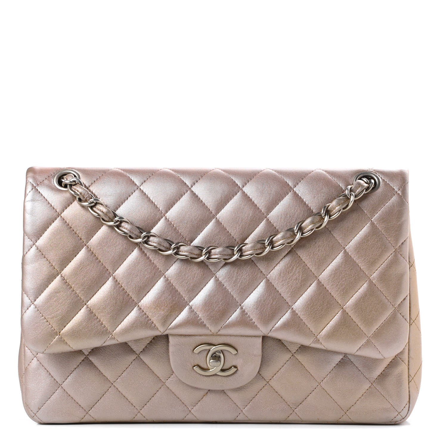 Chanel Metallic Lambskin Quilted Jumbo Double Flap Gold 1 of 17