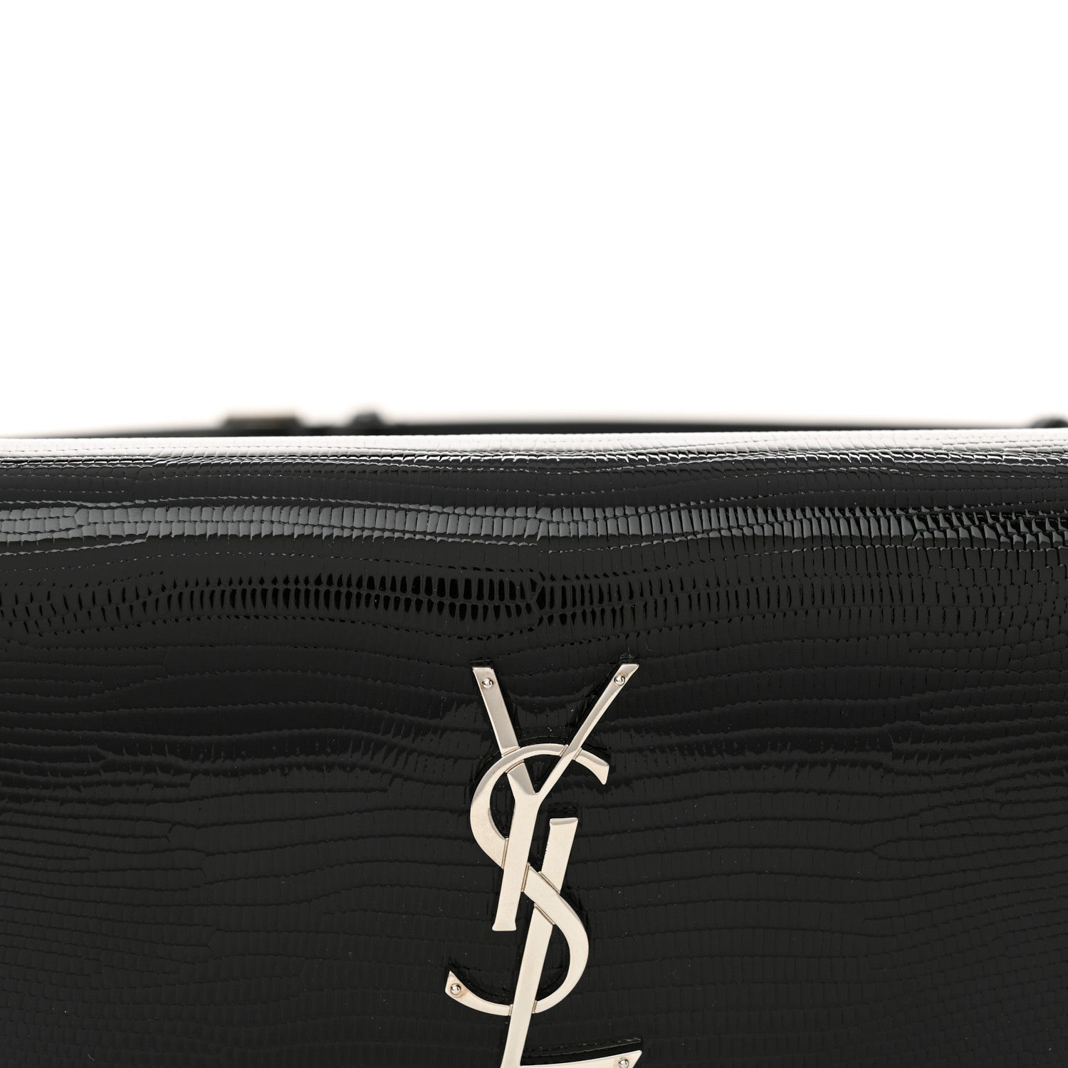 Saint Laurent Calfskin Lizard Embossed Monogram Kate Belt Bag Black 8 of 12