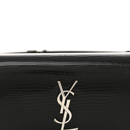 Saint Laurent Calfskin Lizard Embossed Monogram Kate Belt Bag Black 8 of 12