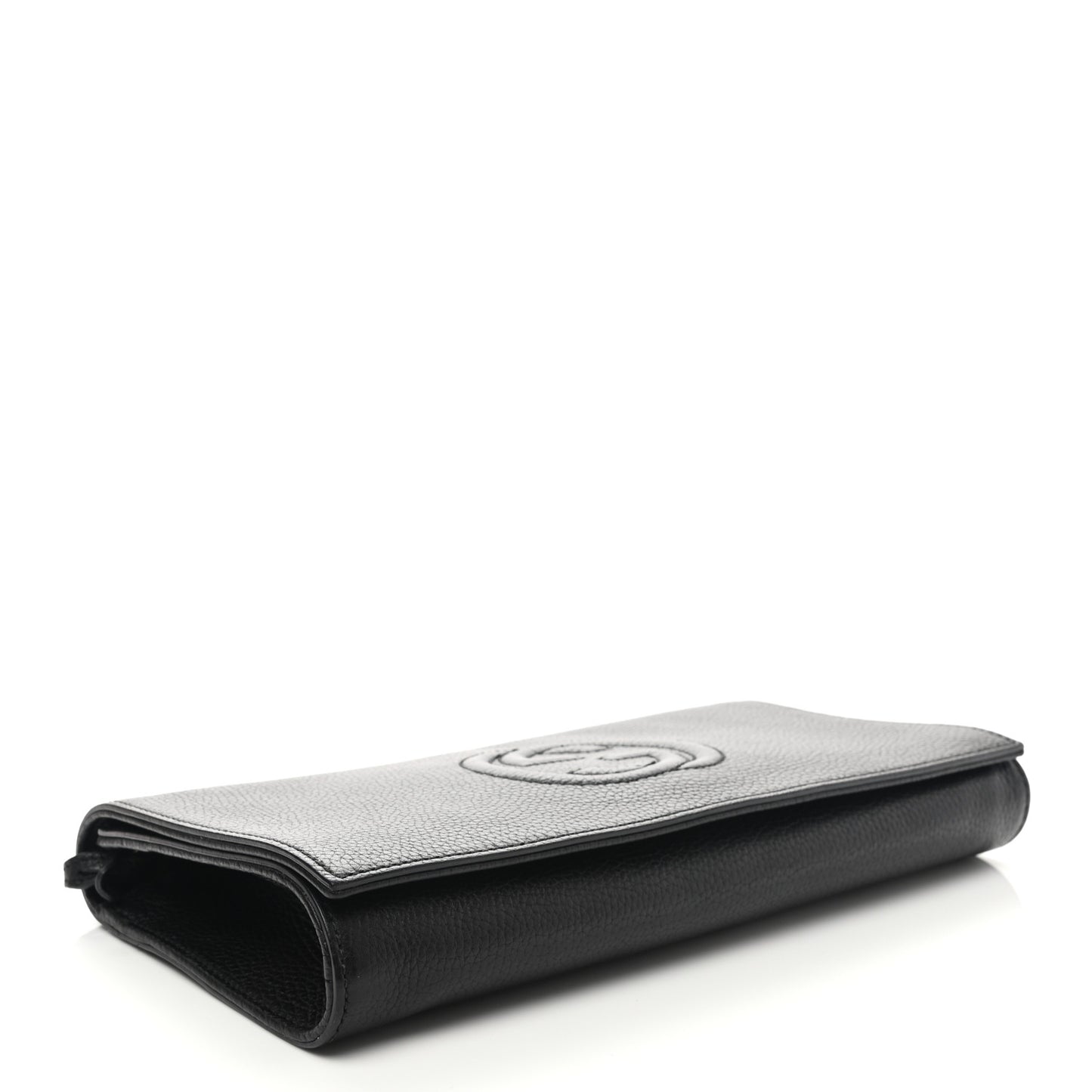 Pebbled Calfskin Medium Soho Clutch Black