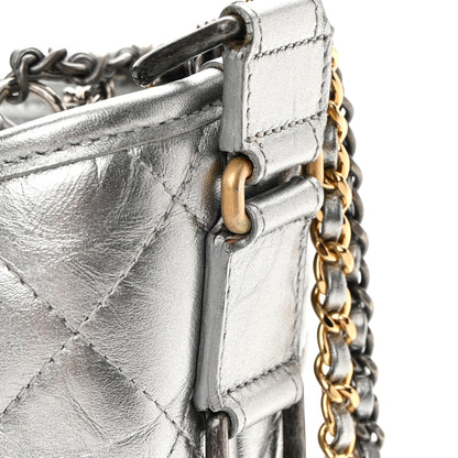 Chanel Metallic Aged Calfskin Quilted Medium Gabrielle Hobo Silver 15 of 15