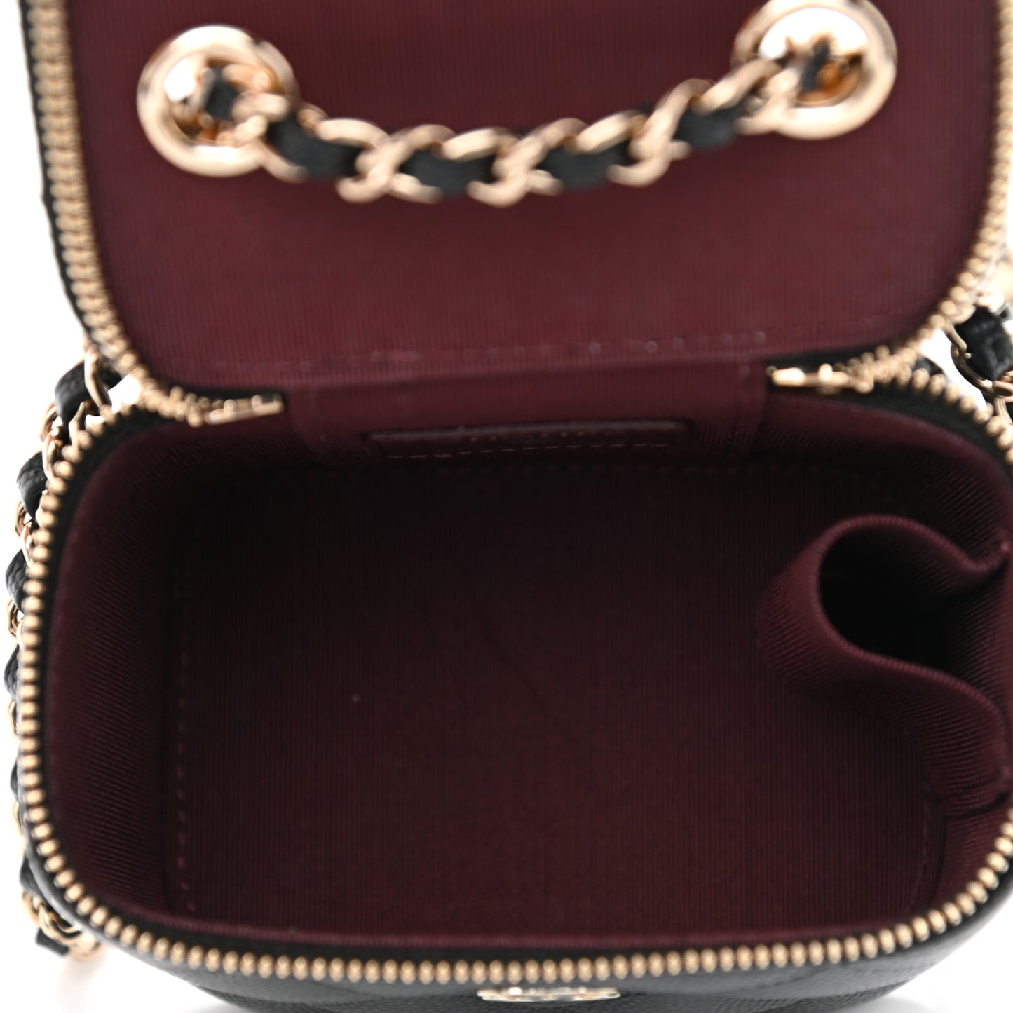 Caviar Quilted Mini Vanity Case With Chain Black