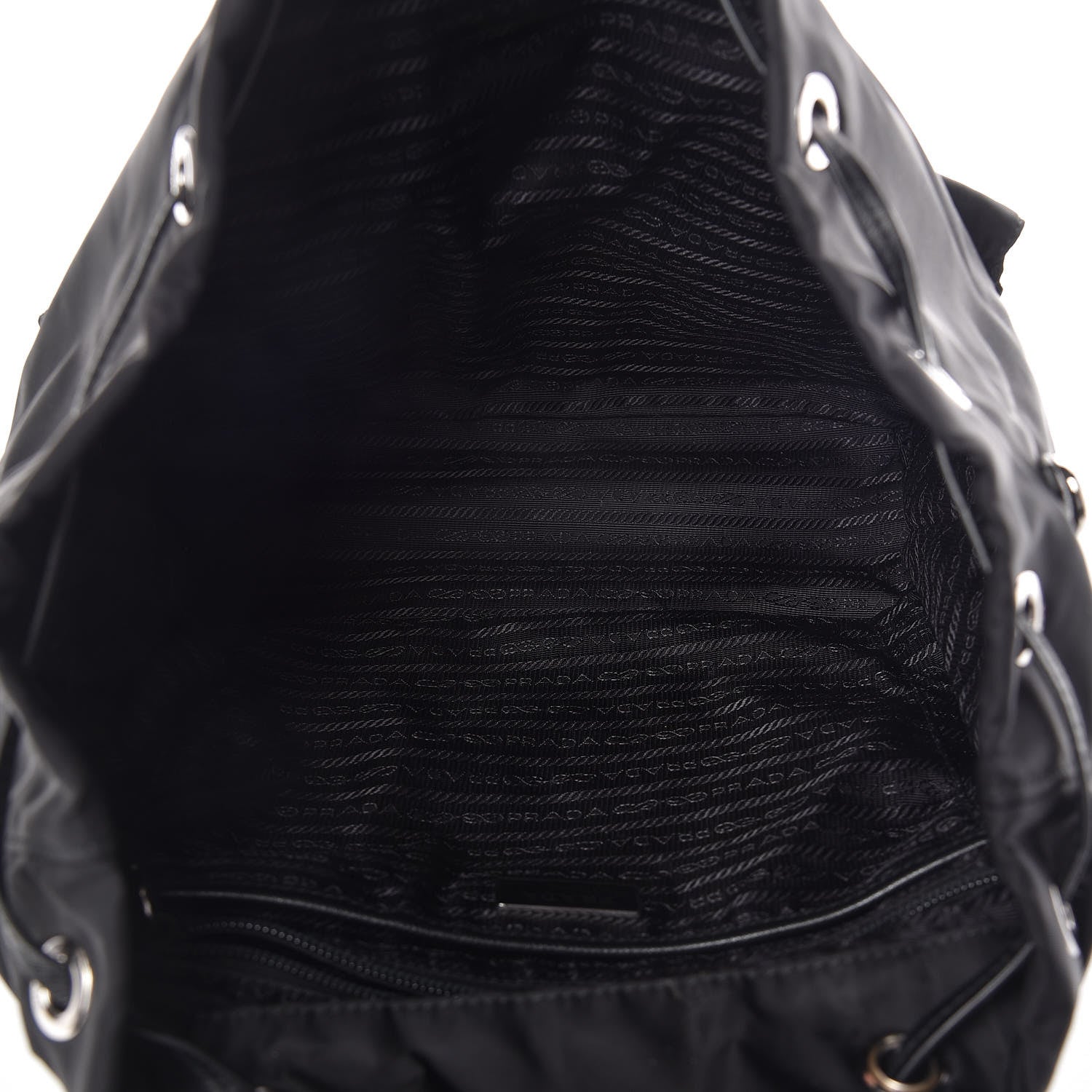 Prada Nylon New Vela Studded Backpack Black White 5 of 12