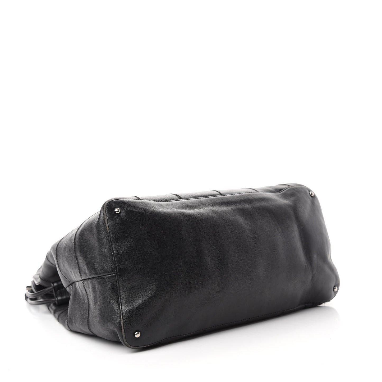 Calfskin Square Stitched Tassel Hobo Black
