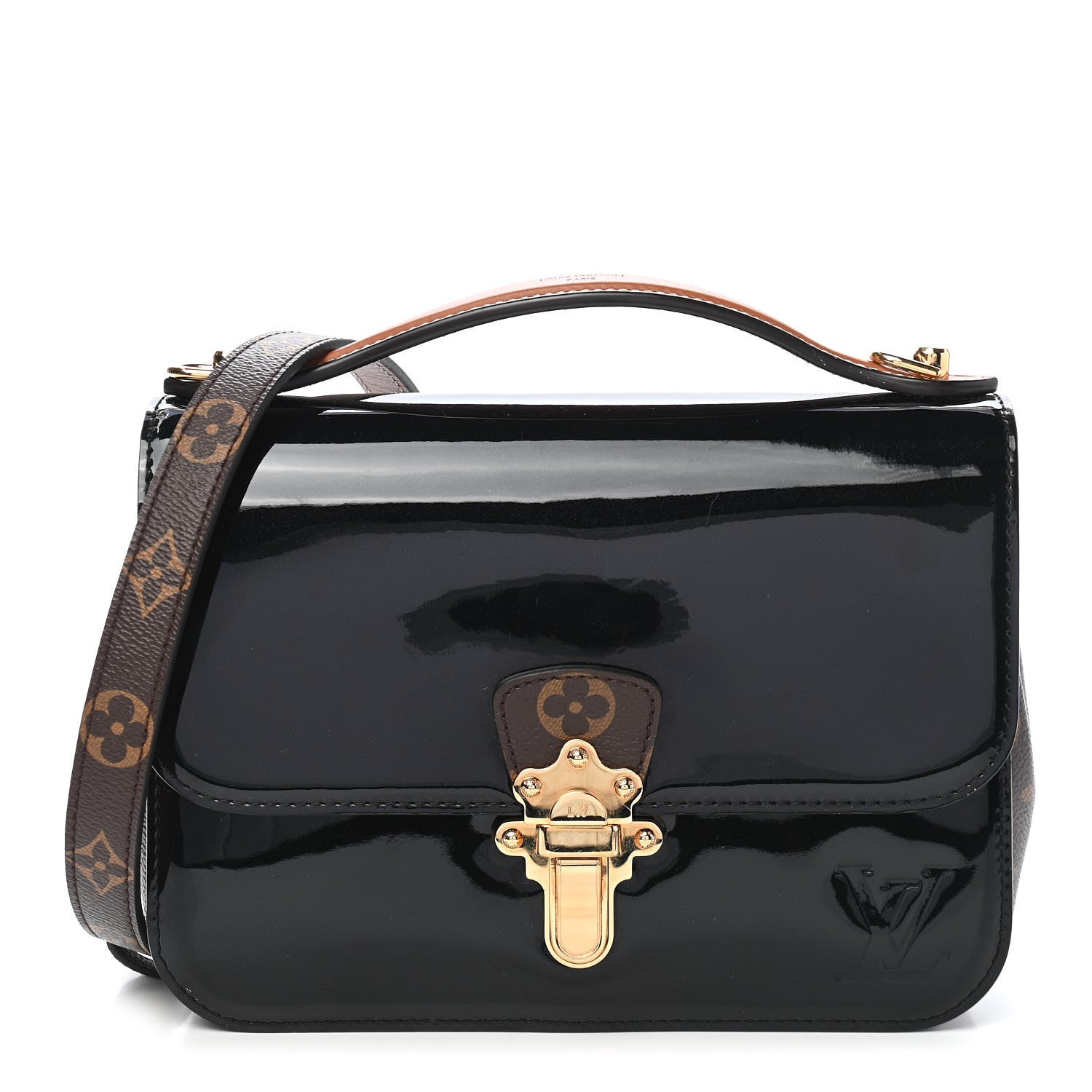 Louis Vuitton Patent Calfskin Monogram Cherrywood BB Black 1 of 8