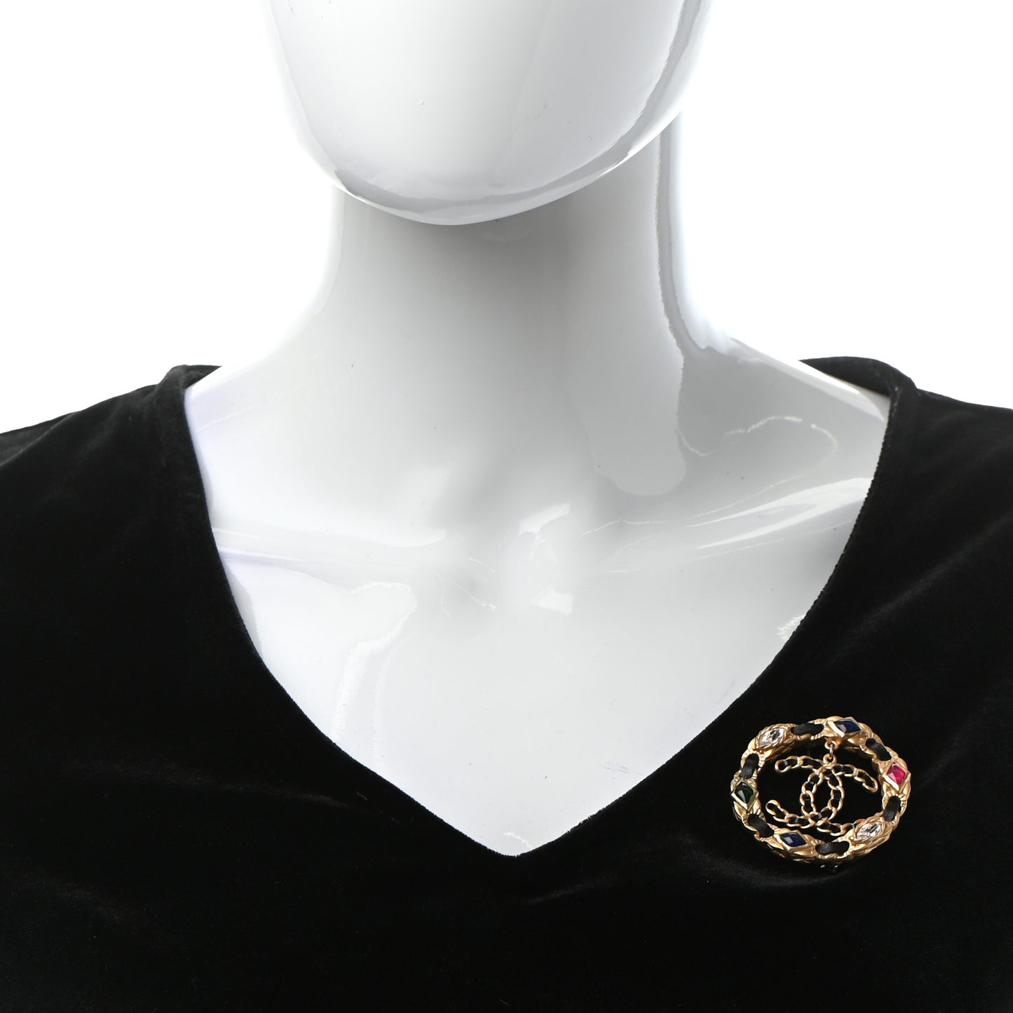 Glass Lambskin Cote D'Azur CC Brooch Gold Multicolor