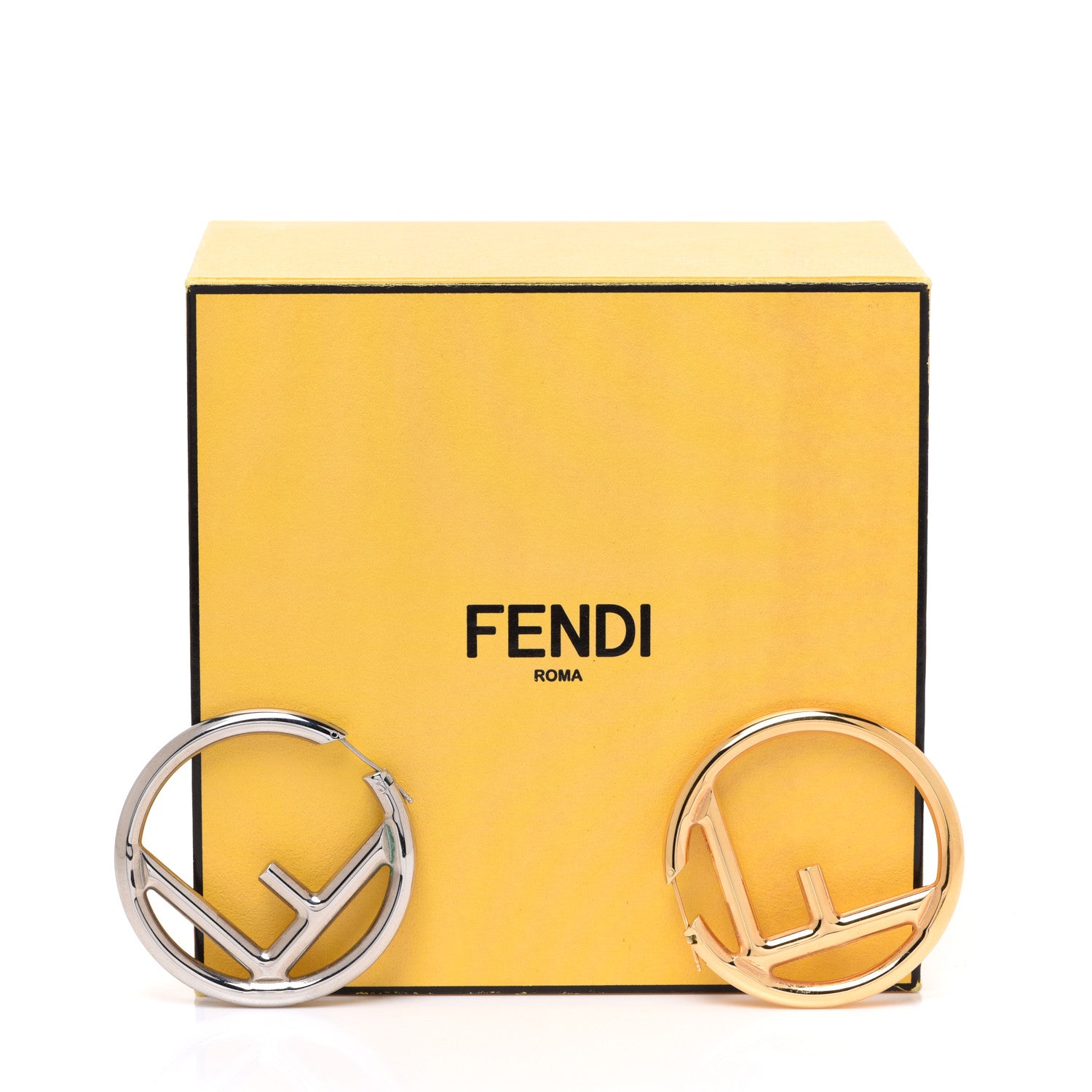 Fendi Metal FF Hoop Earrings Gold Silver 6 of 6