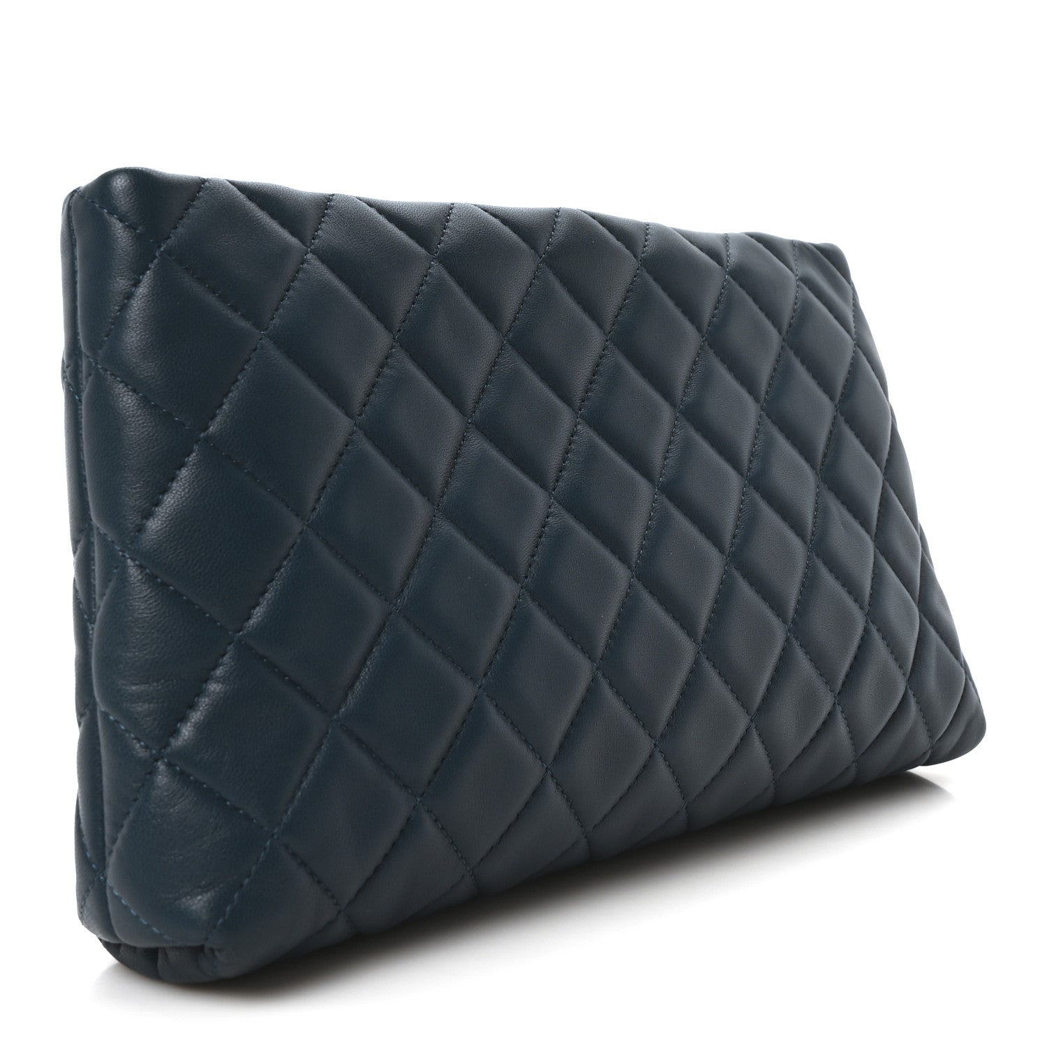 Chanel Lambskin Quilted Clutch  Turquoise 3 of 10