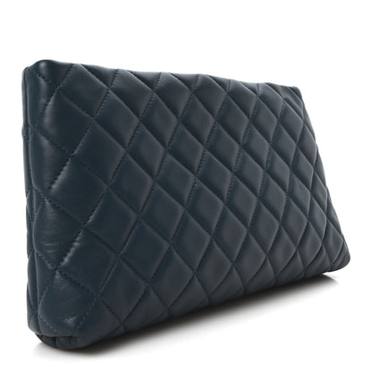 Chanel Lambskin Quilted Clutch  Turquoise 3 of 10