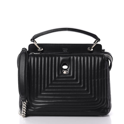 Fendi Shiny Nappa Trapuntata Small DotCom Click Top Handle Chain Satchel Black 1 of 11