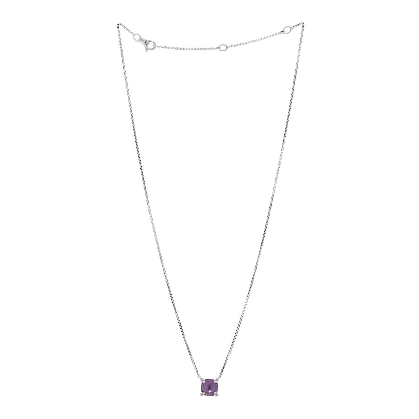 Sterling Silver Diamond Amethyst 9mm Petite Chatelaine Pendant Necklace