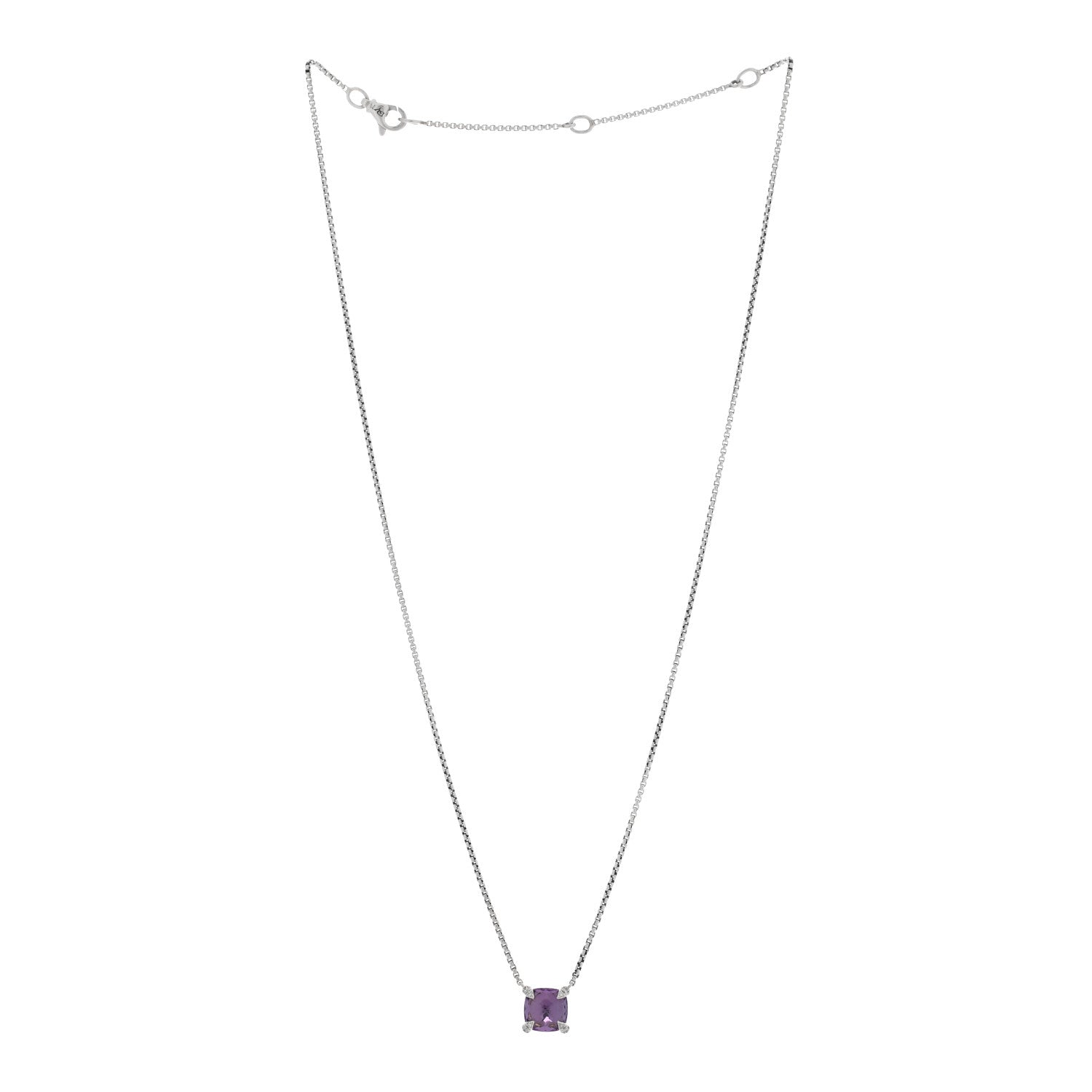 David Yurman Sterling Silver Diamond Amethyst 9mm Petite Chatelaine Pendant Necklace 3 of 6