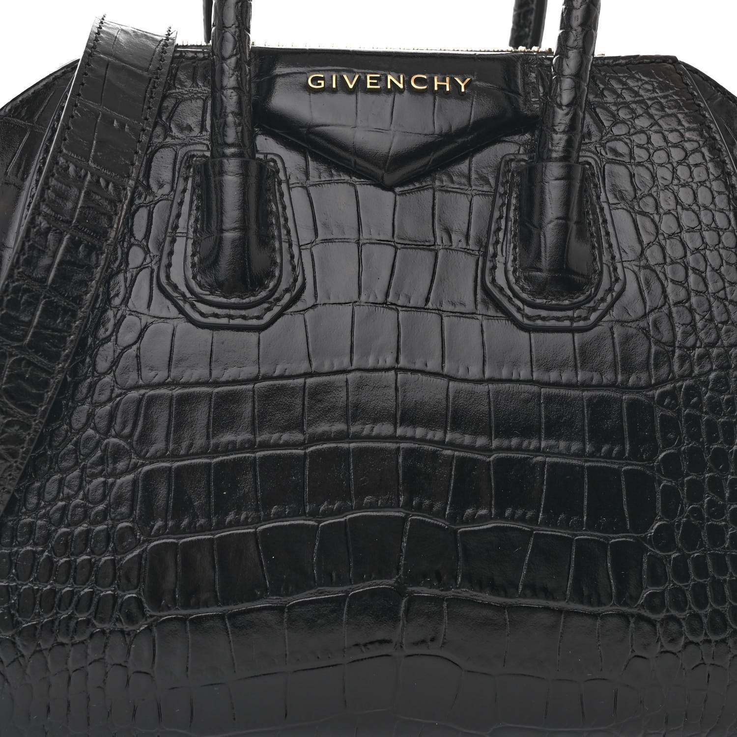 Givenchy Calfskin Crocodile Embossed Mini Antigona Black 8 of 10