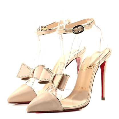 Christian Louboutin Satin PVC Specchio Naked Bow 100 Pumps 36 Version Nude 5 of 20