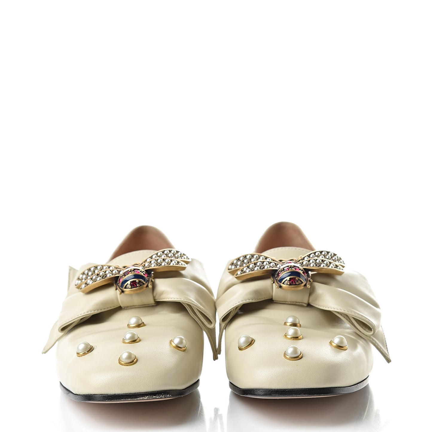 Nappa Pearl Studded Queen Margaret Loafers 36 White
