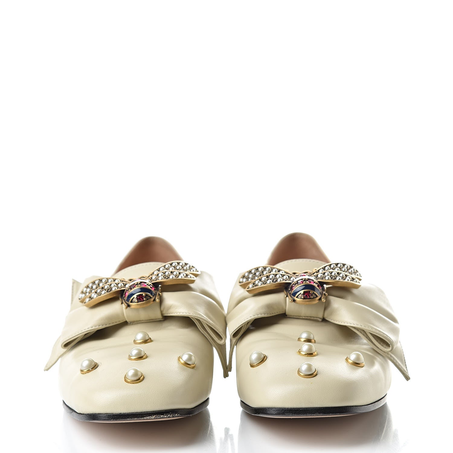 Gucci Nappa Pearl Studded Queen Margaret Loafers 36 White 2 of 13