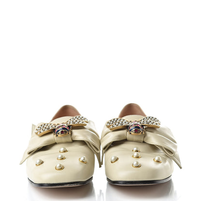 Gucci Nappa Pearl Studded Queen Margaret Loafers 36 White 2 of 13