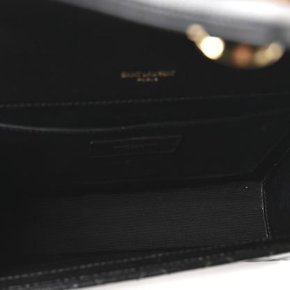 Saint Laurent Grain De Poudre Textured Mixed Matelasse Triquilt Medium Monogram Satchel Black 5 of 10