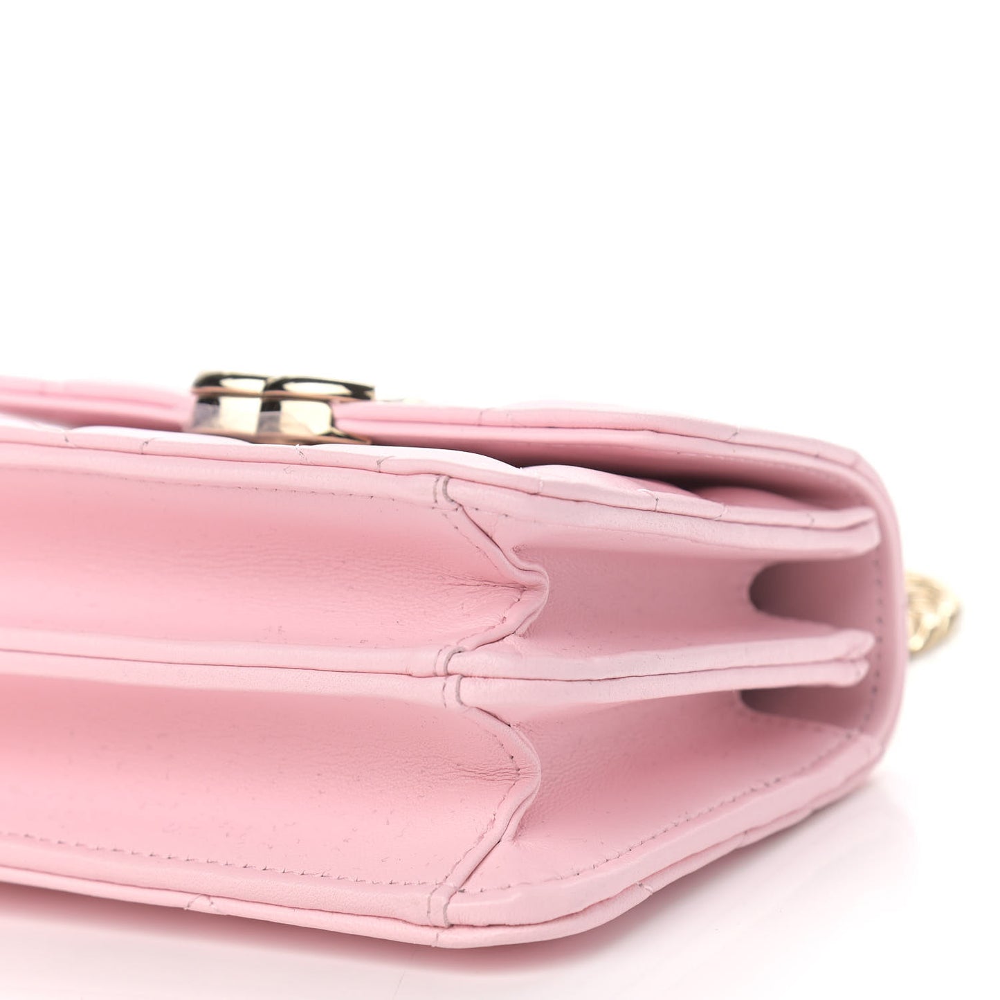Lambskin Quilted Pick Me Up Clutch With Chain Pink