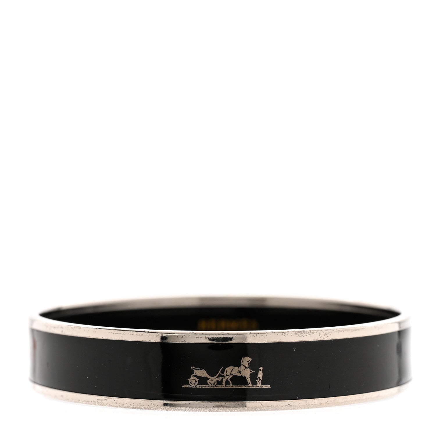 Hermes Enamel Printed Medium Caleche Bracelet 62 Black 1 of 7