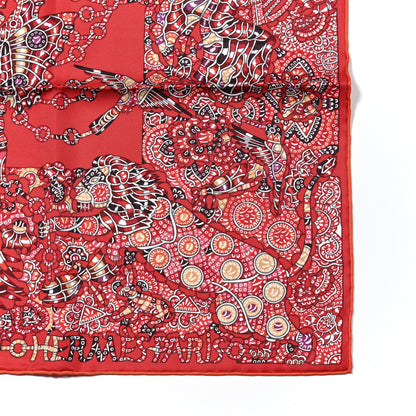 Hermes Silk La Légende De La Forêt Scarf 90 Rouge Blanc Bordeaux 2 of 5